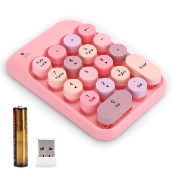 Mini 2.4G Wireless Numeric Keypad Vintage Colorful Round Cap Num Keyboard Waterproof 18-Keys for Financial Accounting Hot
Mini 2.4G Wireless Numeric Keypad Vintage Colorful Round Cap Num Keyboard Waterproof 18-Keys for Financial Accounting Hot