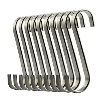 Set of 10 S Stainless Steel Suspension Hooks for Kitchen Cookware or Butcher Meat 
Set of 10 S Stainless Steel Suspension Hooks for Kitchen Cookware or Butcher Meat