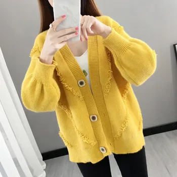 knitted Cardigan Sweater jacket Short Women's 2020 New Autumn V-neck Mink Velvet Loose Sweaters Cardigan coat Female Outwear
knitted Cardigan Sweater jacket Short Women's 2020 New Autumn V-neck Mink Velvet Loose Sweaters Cardigan coat Female Outwear