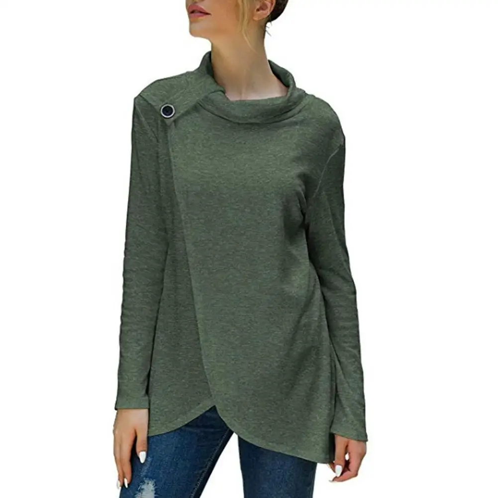 Women Solid Color Long Sleeve Heap Collar Button Decor Pullover Loose Button Lightweight Sweatshirt in Autumn and Winter
Women Solid Color Long Sleeve Heap Collar Button Decor Pullover Loose Button Lightweight Sweatshirt in Autumn and Winter