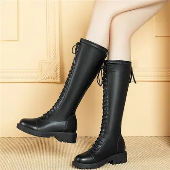 Thigh High Platform Oxford Shoes Women Lace Up Cow Leather Knee High Boots Female Low Heel Round Toe Riding Boots Casual Shoes 
Thigh High Platform Oxford Shoes Women Lace Up Cow Leather Knee High Boots Female Low Heel Round Toe Riding Boots Casual Shoes