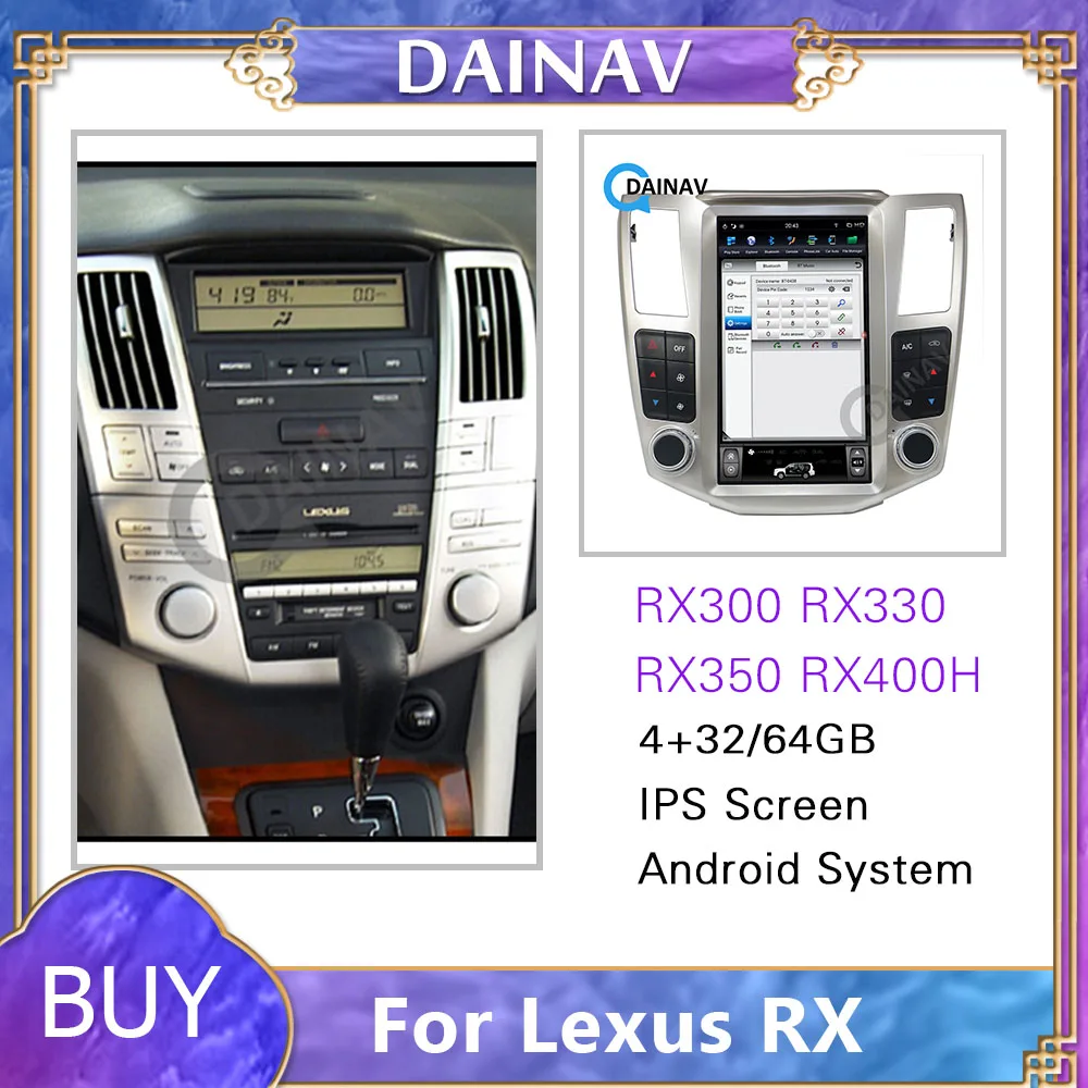 Tesla стиль Android автомобильный DVD видео плеер GPS навигация для Lexus RX RX300 RX330 RX350 RX400H