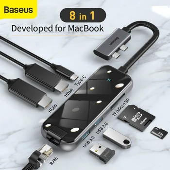 Baseus 8-in-1 Type-C Multifunctional HUB Adapter USB3.0 4K HDMI Multi-screen Extended Display HUB PD 100W Charging Adapter
Baseus 8-in-1 Type-C Multifunctional HUB Adapter USB3.0 4K HDMI Multi-screen Extended Display HUB PD 100W Charging Adapter