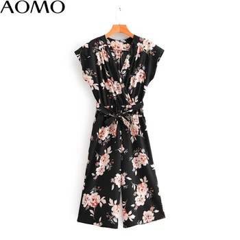 AOMO fashion Women summer floral print chiffon jumpsuit short Sleeve pocket v neck female casual Jumpsuit 1F112A
AOMO fashion Women summer floral print chiffon jumpsuit short Sleeve pocket v neck female casual Jumpsuit 1F112A