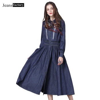 New Casual Long Sleeve Denim Dresses Women Fashion Oriental Vintage Embroidery Long Dress Elegant Woman Slim A-line Dress Female
New Casual Long Sleeve Denim Dresses Women Fashion Oriental Vintage Embroidery Long Dress Elegant Woman Slim A-line Dress Female