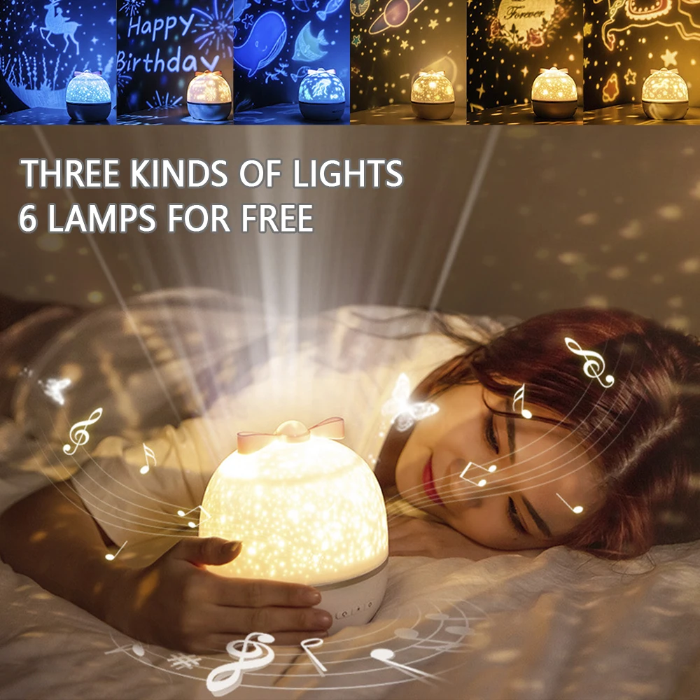 Music Projector Star Night Light Projector LED Projection Lamp 360 Degree Rotation 6 Projection Films For Kid Bedroom Home Party
Music Projector Star Night Light Projector LED Projection Lamp 360 Degree Rotation 6 Projection Films For Kid Bedroom Home Party
