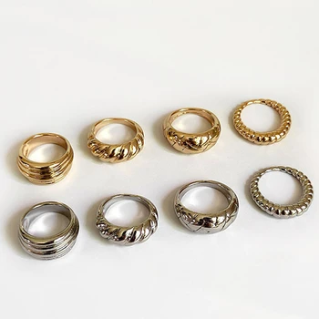 HUANZHI Simple Design Gold Silver Colour Irregular Croissants Rings Multi-layer Circle Geometric Metal Rings for Women
HUANZHI Simple Design Gold Silver Colour Irregular Croissants Rings Multi-layer Circle Geometric Metal Rings for Women