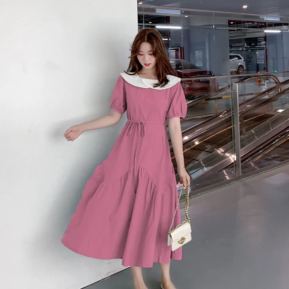 Photo Shoot INS Sweet Bluish Green Long Contrast Color Peter Pan Collar Waist Hugging Lace-up Front And Back Two Sides Wears Fis
Photo Shoot INS Sweet Bluish Green Long Contrast Color Peter Pan Collar Waist Hugging Lace-up Front And Back Two Sides Wears Fis