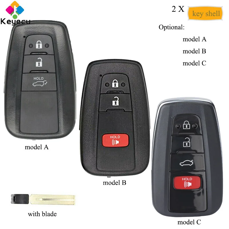 KEYECU Pair Replacement Smart Remote Control Car Key Shell Case With 3/ 4 Btns - FOB for Toyota C-HR RAV4 Prius Camry 2018 2019
KEYECU Pair Replacement Smart Remote Control Car Key Shell Case With 3/ 4 Btns - FOB for Toyota C-HR RAV4 Prius Camry 2018 2019