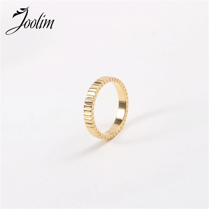 Фото Joolim высокого класса 18K Золото PVD Модные Простые Асимметричные плетеные кольца для