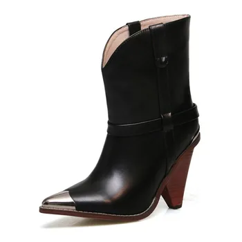 US4-11 Womens Pointed Metal Toe Ankle Boots Genuine Leather Spike High Heels Pull On Western Shoes 5Colors Plus Size New C867
US4-11 Womens Pointed Metal Toe Ankle Boots Genuine Leather Spike High Heels Pull On Western Shoes 5Colors Plus Size New C867