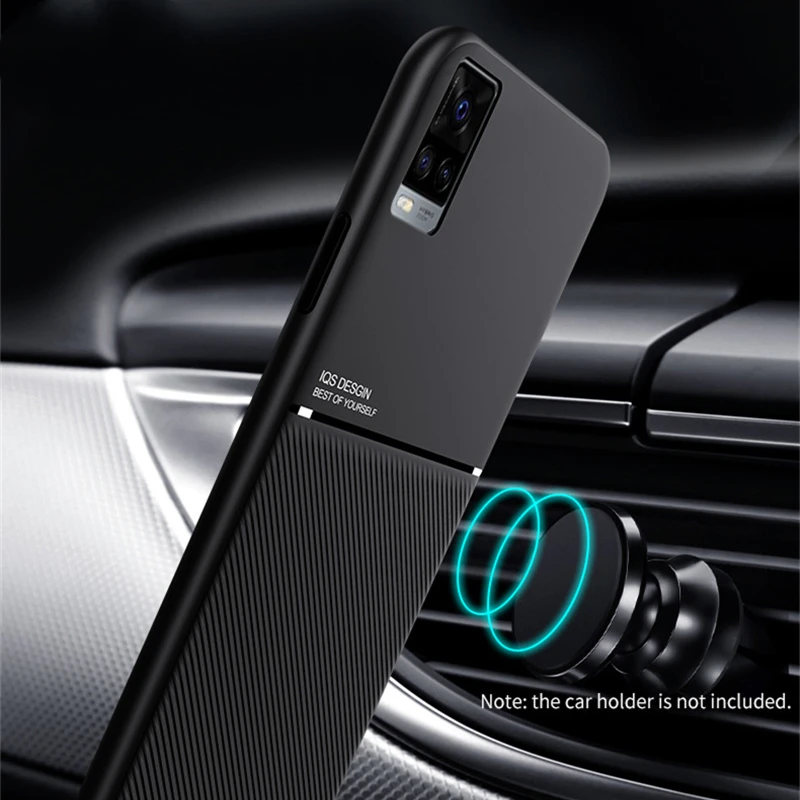 For VIVO V5 Plus V20 Pro Case Slim Matte Leather Texture Back Cover V11i V20SE V21 V21E Magnetic Car Holder Phone Cases | Мобильные