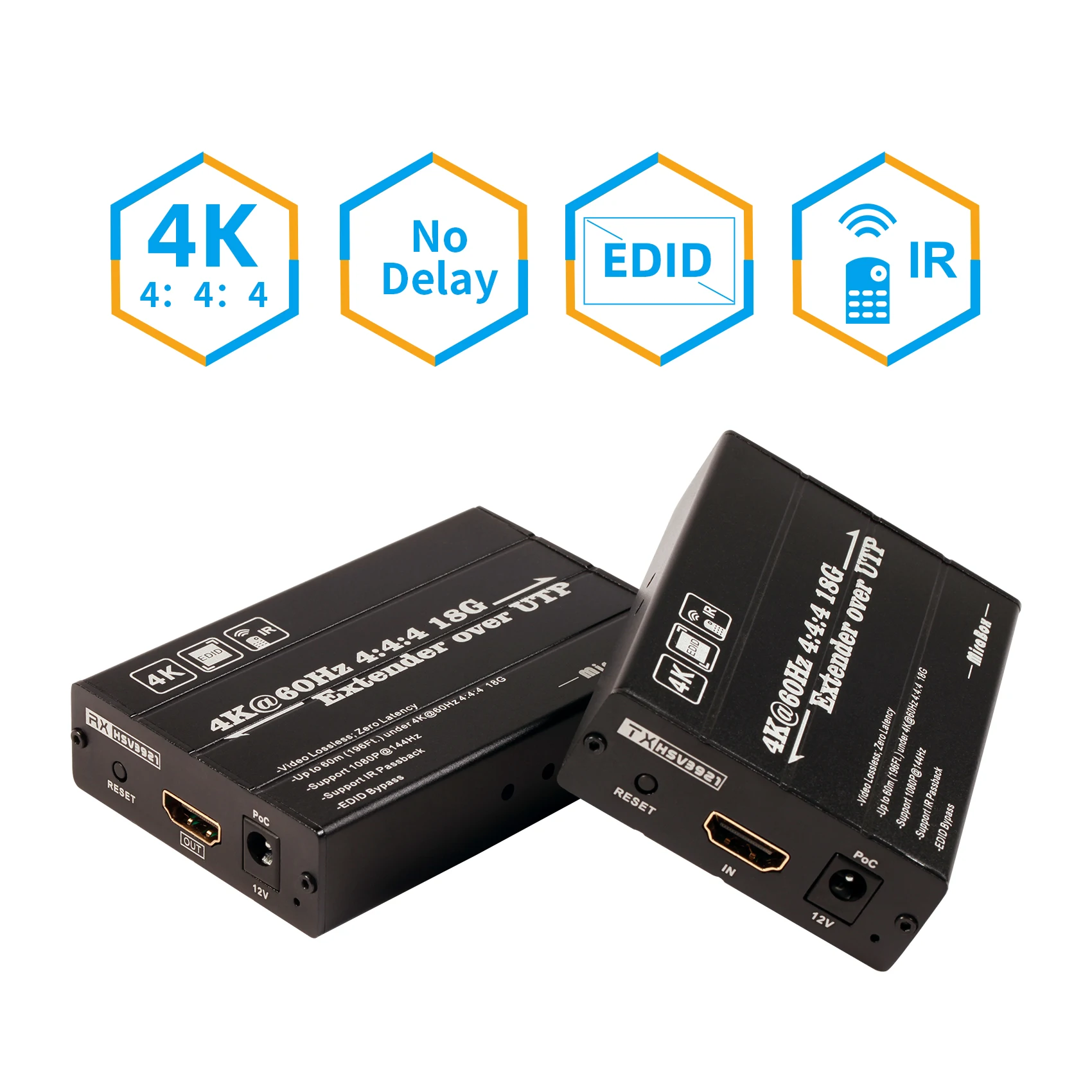 Удлинитель Mirabox 4K 60 Гц HDMI YUV4:4:4 без сжатия по одному кабелю Ethernet Cat5e / Cat6 до футов/60 м