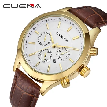 

CUENA relogio masculino watches men 2019 Fashion Luxury Leather Belt Analog Quartz Wristwatch Clock Business Watch reloj