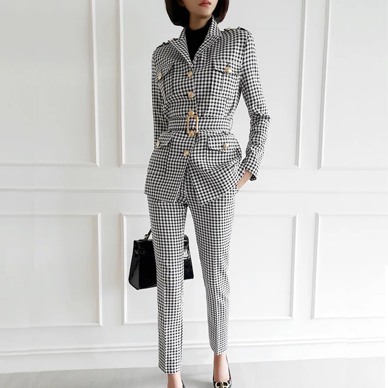 2019 New Arrival Dropshipping Singer Button Blazer with Sashes and Sheath Pants Print Houndstooth Winter Two Piece Set for Femme
2019 New Arrival Dropshipping Singer Button Blazer with Sashes and Sheath Pants Print Houndstooth Winter Two Piece Set for Femme