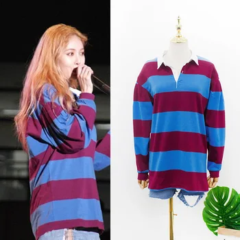 kpop 4Minute Kim Hyun A same Striped lapel Sweatshirt lady Autumn Patchwork Button Long Sleeve Pullover Hoodies women Loose Tops
kpop 4Minute Kim Hyun A same Striped lapel Sweatshirt lady Autumn Patchwork Button Long Sleeve Pullover Hoodies women Loose Tops