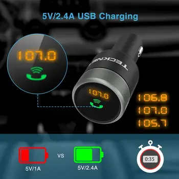 TeckNet 5V/2.4A 2-Port USB Car Charger with Handsfree Wireless Bluetooth FM Transmitter Radio In-Car Adapter For iPhone Samsung 
TeckNet 5V/2.4A 2-Port USB Car Charger with Handsfree Wireless Bluetooth FM Transmitter Radio In-Car Adapter For iPhone Samsung