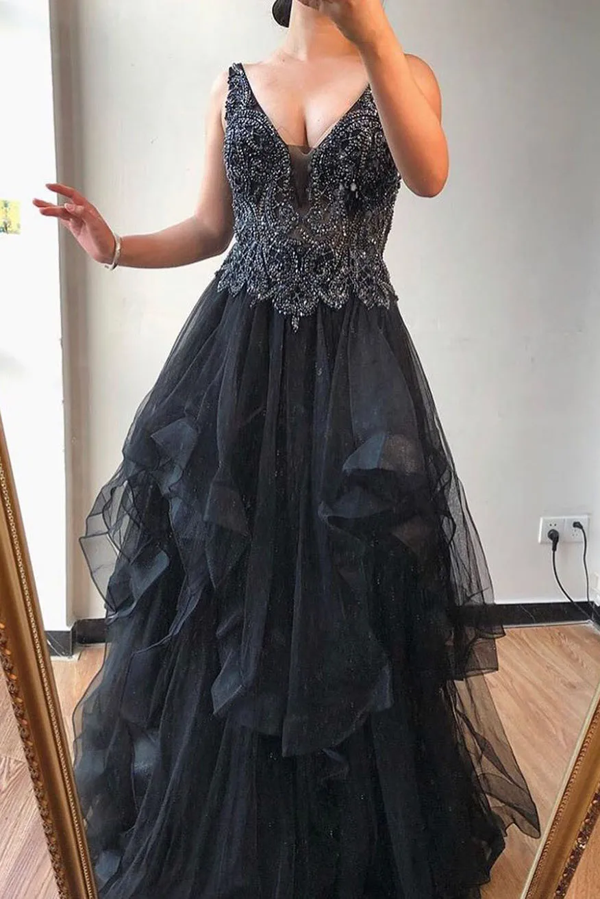 Charming Lace Appliques Tops V Neck Women Dinner Dress Tulle A Line Formal Evening Gown robe de soiree
Charming Lace Appliques Tops V Neck Women Dinner Dress Tulle A Line Formal Evening Gown robe de soiree