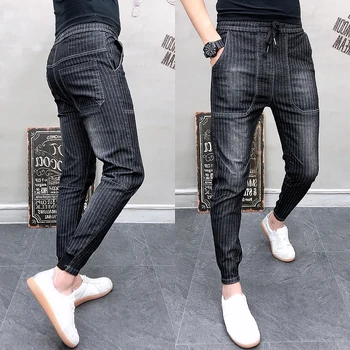 Jeans Male Stripe Pants Casual Harem Pant Stripe Slim Fit Men Joggers Streetwear Pantalones Hombre Pants Men Brand Hot Sale 
Jeans Male Stripe Pants Casual Harem Pant Stripe Slim Fit Men Joggers Streetwear Pantalones Hombre Pants Men Brand Hot Sale
