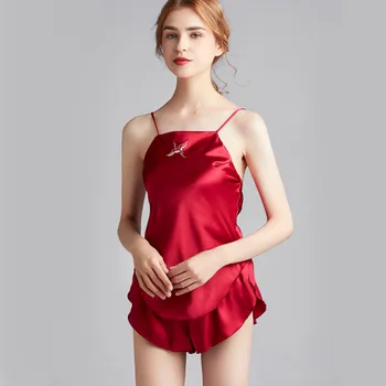 Women Pajams Suit 2PCS Top&shorts Embroidery Crane Sleep Set Lounge Home Clothing Sleeveless Sexy Summer Satin Intimate Lingerie
Women Pajams Suit 2PCS Top&shorts Embroidery Crane Sleep Set Lounge Home Clothing Sleeveless Sexy Summer Satin Intimate Lingerie
