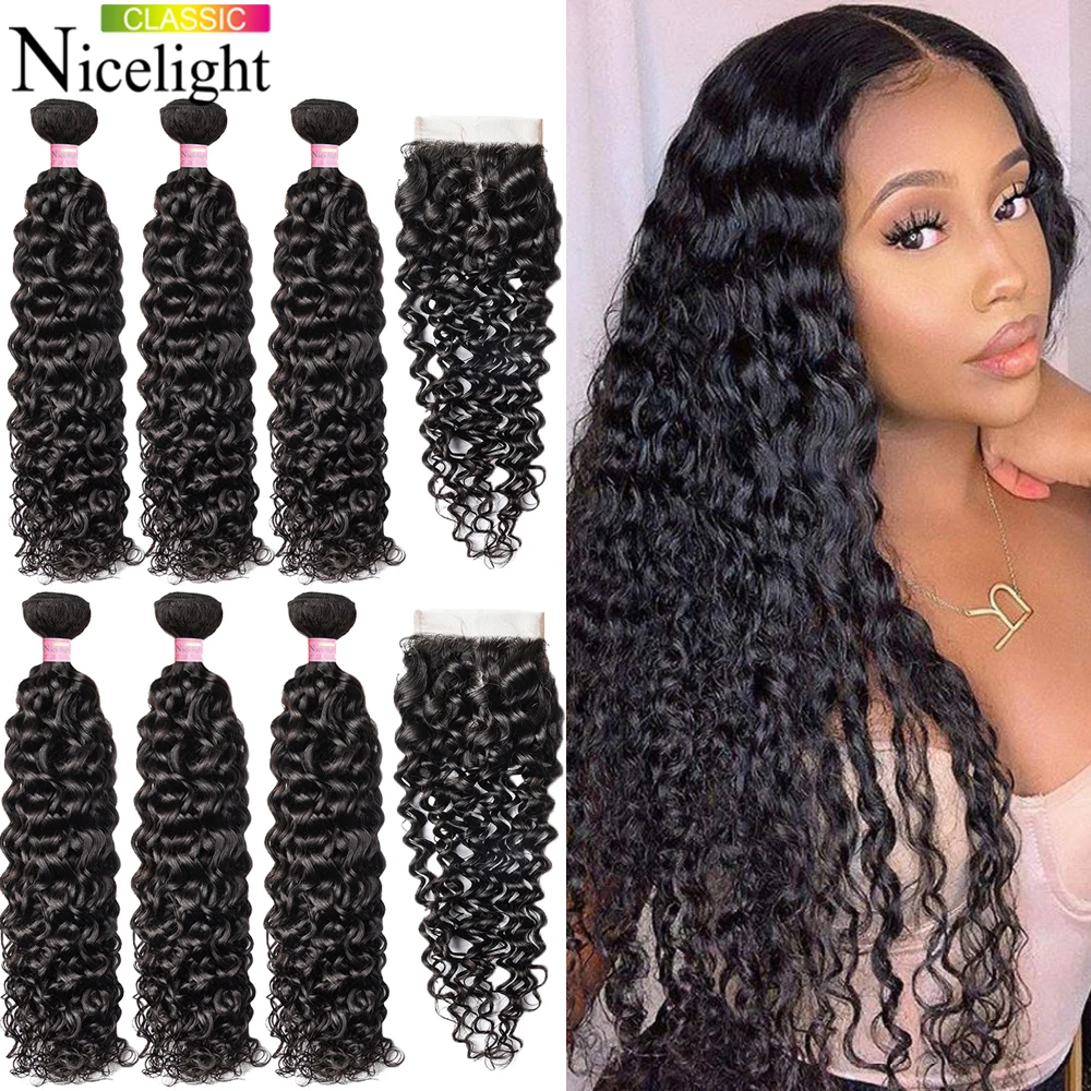 Nicelight Brazilian Hair Bundles With Closure Water Wave Non-Remy Hair Extension Curly Closure With Bundles For Black Women
Nicelight Brazilian Hair Bundles With Closure Water Wave Non-Remy Hair Extension Curly Closure With Bundles For Black Women