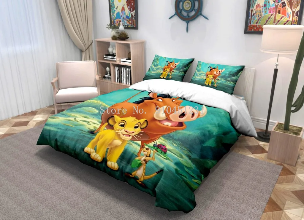 Cartoon Disney Lion King Simba Bedding Set Duvet Covers Pillowcases Bed Comforter Cover Baby Children Adult Boys Gift Bedclothes