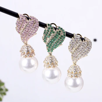 XIUMEIYIZU Elegant Leaves Wedding Earring with Pearl Pendant Pave AAA Zirconia Fashion Party Earring Gift Gold Plating Jewelry
XIUMEIYIZU Elegant Leaves Wedding Earring with Pearl Pendant Pave AAA Zirconia Fashion Party Earring Gift Gold Plating Jewelry