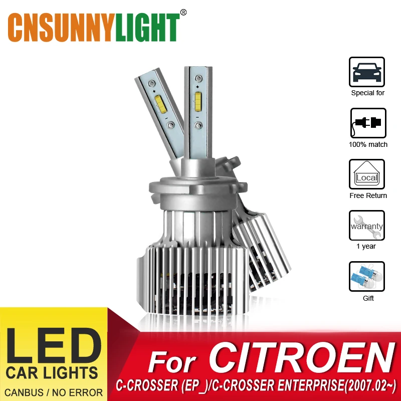 CNSUNNYLIGHT Auto LED Headlight Bulbs For CITROEN C-CROSSER EP/ ENTERPRISE From 2007.02 Foglamp Bulbs Led Headlamp Car Led Lamps 
CNSUNNYLIGHT Auto LED Headlight Bulbs For CITROEN C-CROSSER EP/ ENTERPRISE From 2007.02 Foglamp Bulbs Led Headlamp Car Led Lamps