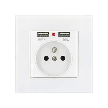 Bseed FR Standard Singel Socket Double USB France Socket Wall White Glass 86mm Power Outlets
Bseed FR Standard Singel Socket Double USB France Socket Wall White Glass 86mm Power Outlets