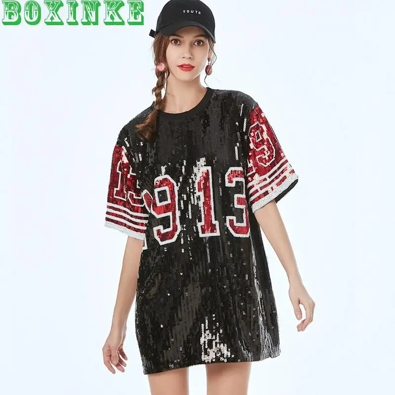 Kpop Tumblr 2020 New Beaded Embroidered Loose Round Neck Medium Length Top Euro American Number 1913 Large Sequin T-shirt
Kpop Tumblr 2020 New Beaded Embroidered Loose Round Neck Medium Length Top Euro American Number 1913 Large Sequin T-shirt