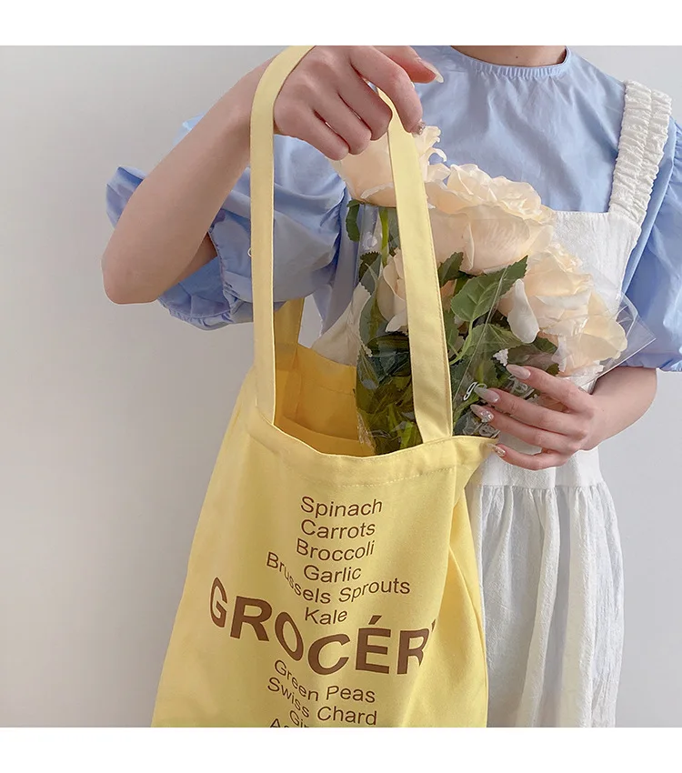 Cute Grocery List Design Canvas Tote Bag - Eco-Friendly Shopping Companion 9 Hff3b9414d07e4907b7813963d71809aa4