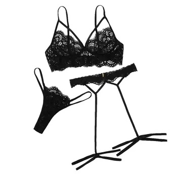 top selling product New Women Sexy Lace Bra Hollow Thong Garter Sleepwear Black Lingerie Set S-XL Support Wholesale Dropshipping 
top selling product New Women Sexy Lace Bra Hollow Thong Garter Sleepwear Black Lingerie Set S-XL Support Wholesale Dropshipping