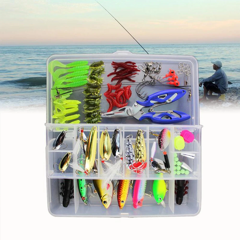 101 pcs Plastic Fishing Lure Set Multi function Crank Baits Lures Set Artificial Worm Silicone Fish Baits Soft Fishing Lure Lead 101 pcs Plastic Fishing Lure Set Multi function Crank Baits Lures Set Artificial Worm Silicone Fish Baits Soft Fishing Lure Lead