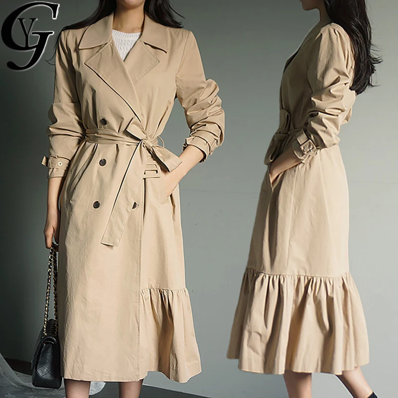 2020 Vintage Lapel Collar Double Breasted Women Long Trench Coat Fashion Korean Bandage Black Khaki Outerwear Oversize Windbreak
2020 Vintage Lapel Collar Double Breasted Women Long Trench Coat Fashion Korean Bandage Black Khaki Outerwear Oversize Windbreak