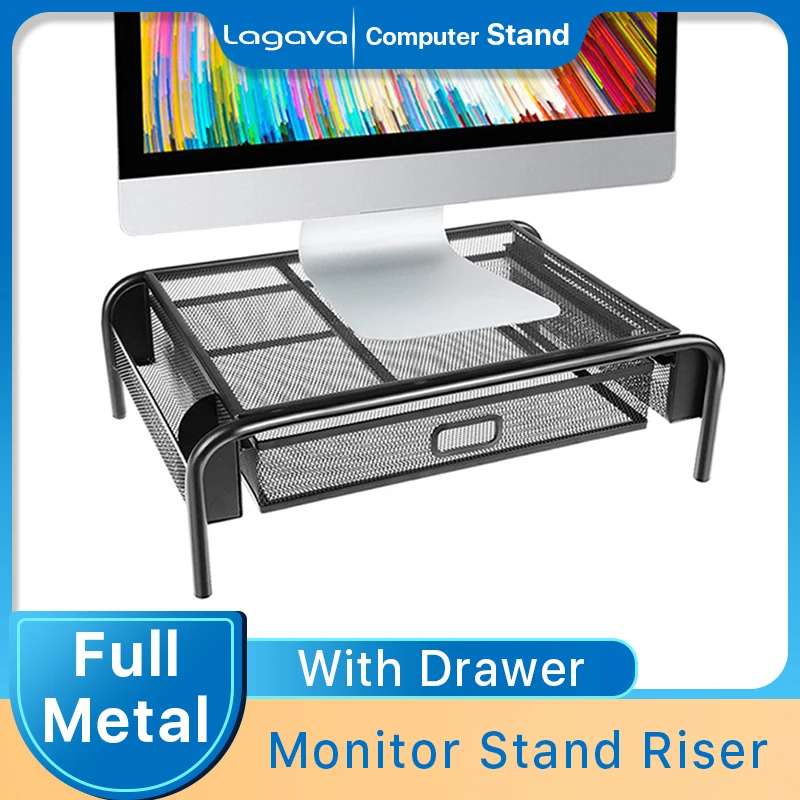 Mesh Monitor Stand Riser Computer Desk Organizer With Pull Out Drawer and Side Compartment for Laptop Holder Office Storage
Mesh Monitor Stand Riser Computer Desk Organizer With Pull Out Drawer and Side Compartment for Laptop Holder Office Storage