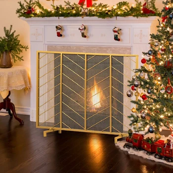 39"x31" Single Panel Fireplace Screen Spark Guard Fence Free-Standing Flat Guard Stylish Chevron Pattern Design
39"x31" Single Panel Fireplace Screen Spark Guard Fence Free-Standing Flat Guard Stylish Chevron Pattern Design