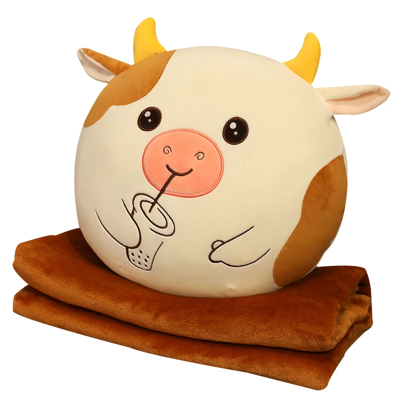 Lovely Bubble Tea Cattle Soft Pillow with Blanket Stuffed Round Milk Cow Plush Toys Cartoon Animal Doll Sleep Cushion Kids Gift
Lovely Bubble Tea Cattle Soft Pillow with Blanket Stuffed Round Milk Cow Plush Toys Cartoon Animal Doll Sleep Cushion Kids Gift