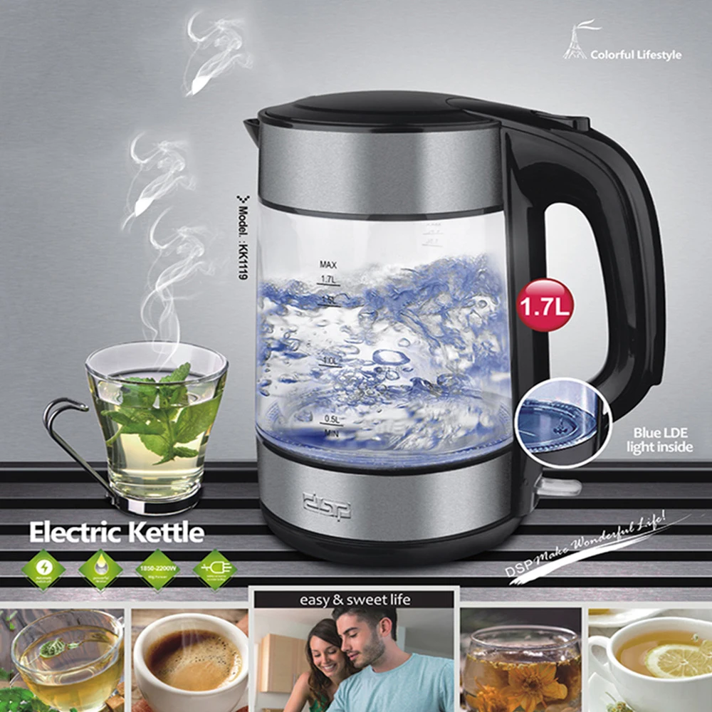 1.7L Blue LED Light Digital Glass Kettle 2200W Tea Coffee Pot with Temperature Control & Keep-Warm Function
1.7L Blue LED Light Digital Glass Kettle 2200W Tea Coffee Pot with Temperature Control & Keep-Warm Function