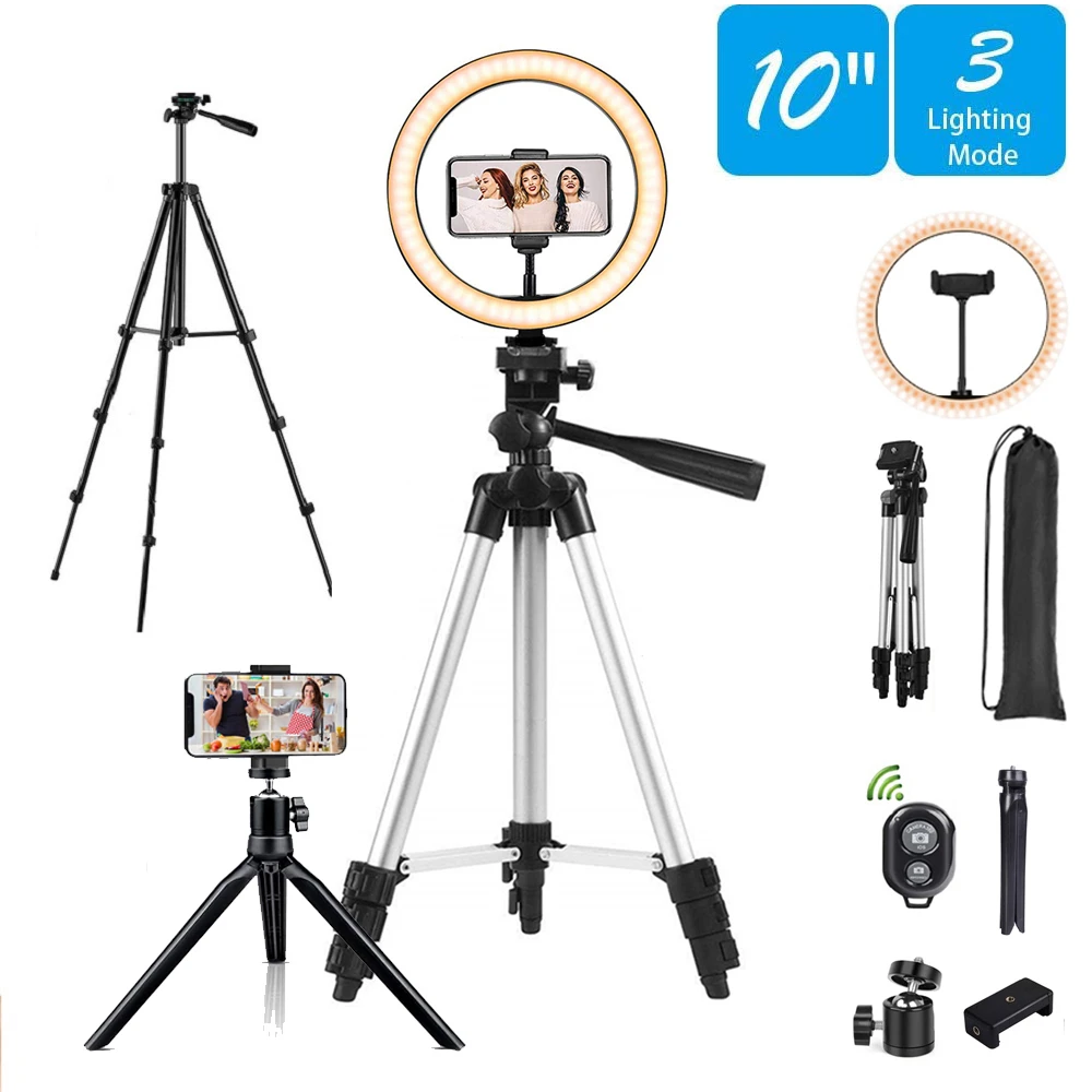 10" LED Selfie Ring Light Trepied Dimmable Lamp Desktop Circle Fill Light Phone Stand Holder Makeup Photography RingLight Tripod
10" LED Selfie Ring Light Trepied Dimmable Lamp Desktop Circle Fill Light Phone Stand Holder Makeup Photography RingLight Tripod