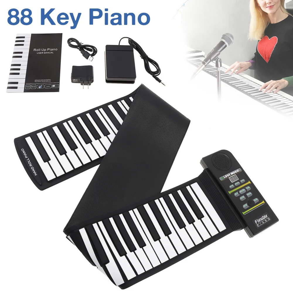 88Keys 28 Tones 100 Rhythms Electronic Flexible Roll Up Piano USB & MIDI Port with Speaker for Children
88Keys 28 Tones 100 Rhythms Electronic Flexible Roll Up Piano USB & MIDI Port with Speaker for Children