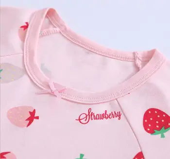 Summer Cotton Strawberry Print Sleepwear For Girls Soft O-neck Long Sleeve Children's Nightgowns Waist Home Nightdress ZL152 
Summer Cotton Strawberry Print Sleepwear For Girls Soft O-neck Long Sleeve Children's Nightgowns Waist Home Nightdress ZL152