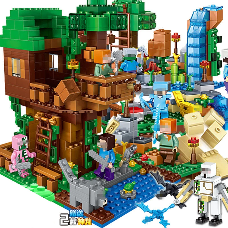 

Compatible Legoinglys Playmobil Mountain Cave Light My Worlds Village Warhorse City Tree House with Elevator Bricks Toys