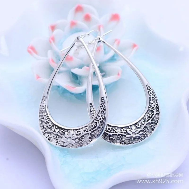 925 Sterling Silver Drop Earrings Retro-ancient Thai Silver Exaggerates Big Water Drops Ethnic Female Earrings Fine Jewelry
925 Sterling Silver Drop Earrings Retro-ancient Thai Silver Exaggerates Big Water Drops Ethnic Female Earrings Fine Jewelry