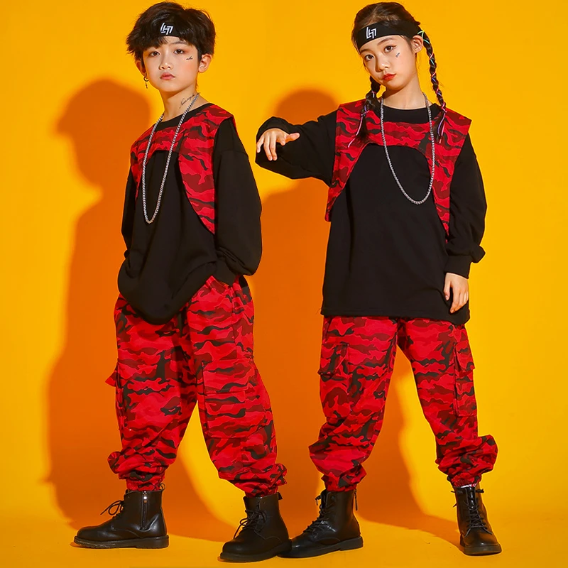 Boys Hip-Hop Clothing Children Red Camouflage Suit Overalls Jazz Dance Clothes Girls Stage Catwalk Dance Costumes Outfit SL5597
Boys Hip-Hop Clothing Children Red Camouflage Suit Overalls Jazz Dance Clothes Girls Stage Catwalk Dance Costumes Outfit SL5597