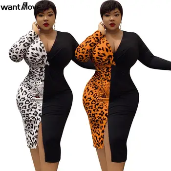 2019 XL-4XL midi dress Wantmove sexy leopard black splice cross v neck long sleeve front split bodycon office lady dress WM1123
2019 XL-4XL midi dress Wantmove sexy leopard black splice cross v neck long sleeve front split bodycon office lady dress WM1123
