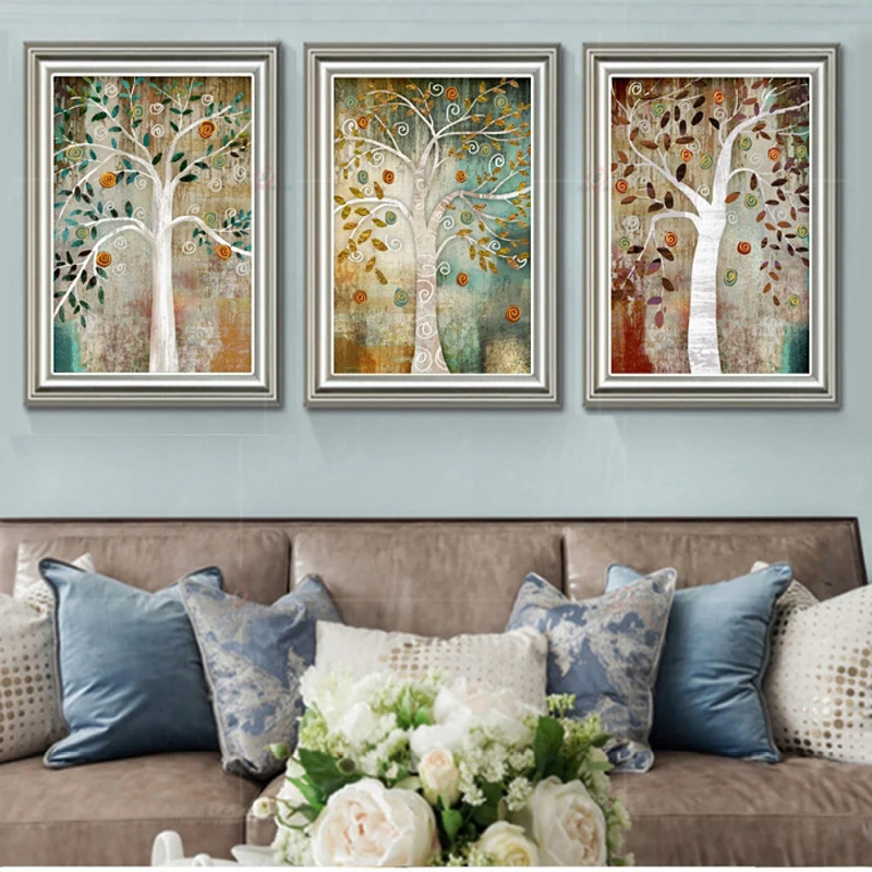 Abstract Scandinavian Posters Wall Art Canvas Painting Tree of Life By Gustav Klimt Landscape Pictures for Home Living Room | Дом и сад