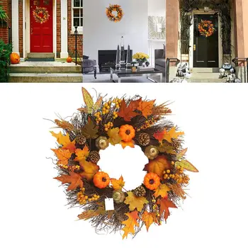 Halloween Maple Leaves Pumpkins Berries Pine Cones Simulation Wreath For Thanksgiving Home Party Door Hanging Decoration Wreath
Halloween Maple Leaves Pumpkins Berries Pine Cones Simulation Wreath For Thanksgiving Home Party Door Hanging Decoration Wreath