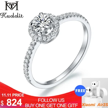 Kuololit 100% Natural Diamonds 10K white gold Ring for Women Round diamonds Promise ring for Engagement wedding bridal gift her 
Kuololit 100% Natural Diamonds 10K white gold Ring for Women Round diamonds Promise ring for Engagement wedding bridal gift her