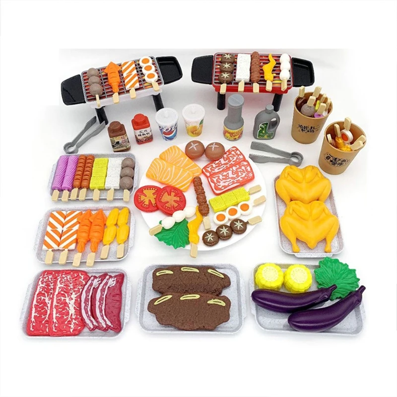 80 шт. семейный кухонный игровой набор игрушки для еды гриль и сервис барбекю