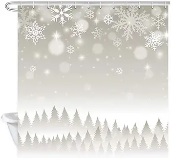 Christmas Shower Curtain, Winter Background with Falling Snowflakes Snow and Pine Trees Shower Curtain Bathroom with Hooks,
Christmas Shower Curtain, Winter Background with Falling Snowflakes Snow and Pine Trees Shower Curtain Bathroom with Hooks,